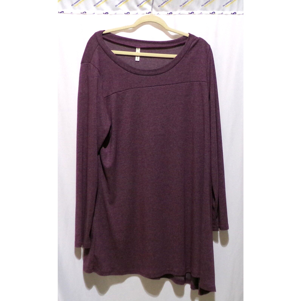iGENJUN Maroon Faux Button Detail Long Sleeve Shirt Dress Women Sz 2XL